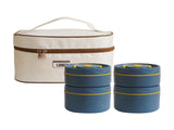 4-Pack Blue 304 Stainless Steel Microwave-Safe Lunch Box Set - Stackable Insulated Bento Containers V888-ELOSUNG45767