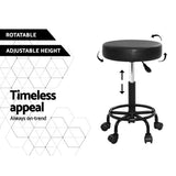 Artiss 2x Salon Stool Round Swivel Chair SALON-B-RD-NEW-BKX2