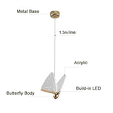 BAMDECOR LED Modern Bedroom Bedside Creative Butterfly Hanging Chandelier Light Fixtures for Stairs V255-BAM-A005-1HL