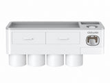 Gray-Mounted Bathroom Organizer with 4 Magnetic Cups - Automatic Toothpaste Dispenser, No-Drill V888-ELOSUNG57229-3