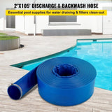 VEVOR Discharge Hose, 51 mm x 32 m, PVC Fabric Lay Flat Hose, Heavy Duty Backwash Drain Hose with V952-YCFCXRGJ2X100NWQEV0