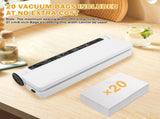 Food Vacuum Sealer Machine, 60KPA Strong Suction, Dry/Wet Modes, 20 Vacuum Seal Bags for Food, V1192-AZ-W-2509