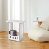 Side Table Night Stand, 2 Tier Narrow End Table with Display Shelf,Small Bookcase Bookshelf, Simple V1366-AZ2-W-12392