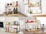 CARLA HOME 2-Tier Wooden Coffee Station Rack Organizer for Coffee Bar, Condiments, Syrups, Storage V178-36176