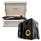 Crosley Voyager Bluetooth Portable Turntable - Dune Bundled Majority D40X Bluetooth Speakers V398-CR8017BMY-DU4