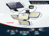 solar outdoor light, motion sensor wall light, waterproof led light, rotatable solar panel, V1102-124-19049-WHI-2PCS