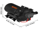 RV Water Pump 5.3 GPM 5.5 Gallons Per Minute 12V Water Pump Automatic 70 PSI Diaphragm Pump with 25 V952-12VDCSFWP1-JBCXB1V0