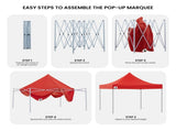 Wallaroo 3x3 PopUp Red Gazebo Marquee Outdoor Tent GAZ-POP-3X3-RD