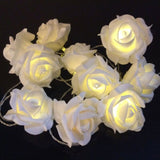 50 White Rose 3D Fairy Lights 5M LONG String, Battery Indoor & Outdoor Decorations Wedding V382-WHITEROSEBATT50