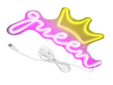 LED Neon Sign Bright USB Powered Decorative Crown Queen Wall Neon Light for Kids Room Bedroom Party V1294-YM0706-3119230136311