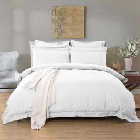 1000TC Tailored King Single Size White Duvet Quilt Cover Set V493-KSB-1