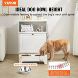 VEVOR Pet Feeding Station w/ 2 Elevated Dog Bowls Dog Food & Toy Storage Cabinet V952-MZCWHSWJ24YC6P61XV0