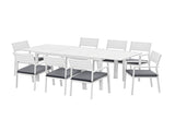 Gardeon Outdoor Dining Set 9PCS Aluminum Extendable Table Chairs Patio Furniture FF-DINING-9ALU-WH-ABC
