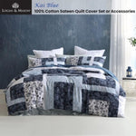 Logan and Mason 250TC Kai Blue Cotton Sateen Quilt Cover Set Queen V442-LED-QUILTCS-KAI-BLUE-QS