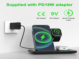 Black 20W Foldable 3-in-1 Wireless Charger V1221-BLACK-20W-FOLDABLE-3-IN-1-WIRELESS-CHARGER