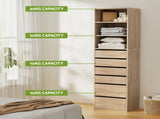 Artiss 6 Chest of Drawers Tallboy Cabinet Pine FURNI-N-CDR-6D3S-WD-AB
