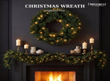 Christabelle 61cm Highland Pine Christmas Wreath Pre Lit Warm White LED Battery Operated Timer 112_WFLHP61