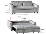 Sarantino Fenton Velvet 2-Seater Sofa Bed - Light Grey SOFA-7007-VEL-LGY