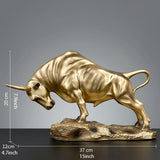 Desktop Ornament under 10,Resin Golden Bull Statue 8 Inch High Wall Street Bull Statue Good Luck V1192-AZ-W-27886