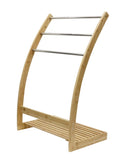 Bamboo Towel Bar Metal Holder Rack 3-Tier Freestanding and Bottom shelf for Bathroom V178-36013