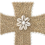 Handcrafted Shell & Broad Weave Wall Hanging Cross 32x23cm V637-33796CRS