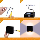 Modern LED Wall Light, 7W, Black Square, Warm Light Living Room Suitable for the Bedroom or Garden V1237-MS-626-136