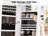 Artiss 360&deg Rotating Jewelry Cabinet Full Length Mirror, White JC-B-ROT02-164-WH