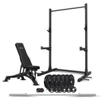 CORTEX SR3 Squat Rack with 100kg Olympic Bumper Weight, Bar and Bench Set V420-CSST-SR3SET-F