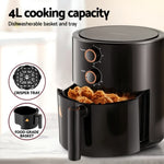 Devanti 4L Air Fryer Knob Control 1500W AF-K-G-4L-BK