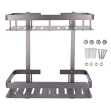 Bathroom Storage Shelf Double Layer Aluminium Alloy Surrounding Edges Wall Mounted Shower Shelf V1294-YM0901-3112240046811