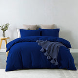 Royal Comfort Vintage Washed 100 % Cotton Quilt Cover Set Queen - Royal Blue ABM-10002600
