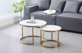 Nesting Style Coffee Table - White on Gold - 60cm/45cm V292-NEST-WHT007