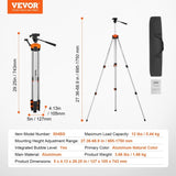 VEVOR Laser Level Tripod ¼ x 20 Thread 27.36-68.11 inch Height Adjustment V952-QZSJJBZSSTS0DI7ADV0