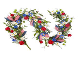 Artificial 4th Of July Garland Wreath Patriotic Garland with Red White & Blue Green Leaves Berries & V1370-AZ4-21175