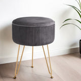 Artiss Ottoman Foot Stool Vanity Velvet Round Grey FS-B-02-VEL-GY
