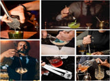 12-Piece Stainless Steel Cocktail Set with Bamboo Stand, Silver, Perfect Gift for Home Bar V1188-MS-325-1516