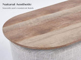 3 Piece Set Coffee Table & Ottoman Wood Side End Table Industrial - CREAM GREY V274-FT-ST03-CR