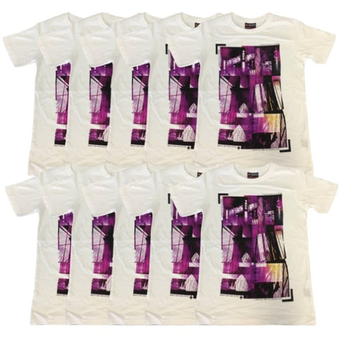 10x 100% Cotton T-Shirt with Print Design Slim Fit Basic Tee Top XS-XXL BULK - White - XXL V563-BR-10SHIRTWPRINT-WHT-XXL