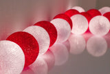 1 Set of 20 LED Red White 5cm Cotton Ball Battery String Lights Christmas Gift Home Wedding Party V382-REDWHITEBALLBATT20