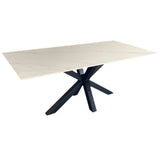 Miles Black With White Marble Dining Table - 90cm x 180cm V292-DT-MLS-BLACKBASE-WHITEMARBLE