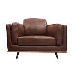 Single Seater Armchair Faux Leather Sofa Modern Lounge Accent Chair in Brown with Wooden Frame V43-SOF-YOKBR1S