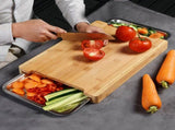 CARLA HOME Chopping Board with with 2 Organiser Stainless Steel Trays Containers LSB-36085