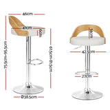 Artiss 4x Bar Stools Adjustable Leather Padded White BA-TW-8093-WHX4