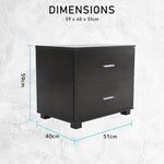 Bedside Table Side Storage Cabinet Nightstand Bedroom 2 Drawer Legs ETTA BLACK V274-FT-BEDT-2DD08-BK