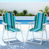 Gardeon Outdoor Chairs Folding Camping Chair Steel Portable Patio Furniture ODF-BEACH-FC39-BL-2X