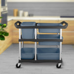 SOGA 2X 3-Tier Commercial Soiled Food Trolley Dirty Plate Cart Five Buckets Kitchen Food Utility FOODCART1518X2