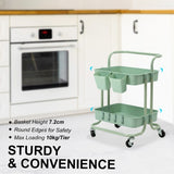 Trolley Cart Storage Utility Rack Shelf Organiser Swivel Kitchen 2 Tier GREEN V274-HA-GO36-TC-2GN