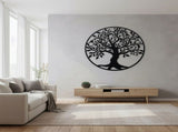 Black Tree of Life Wall Art Hanging Metal Iron Sculpture Garden 99cm V63-822661
