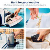 Pickleball Paddle Bag Large Capacity Sports Tote Racket Shoes Water Bottle Phone with Fence Hook V1341-ZY-HFDVHRDH-WHITE