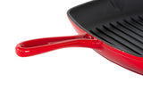 Enamelled Cast Iron Square Grill Pan - Red V196-CIFP03